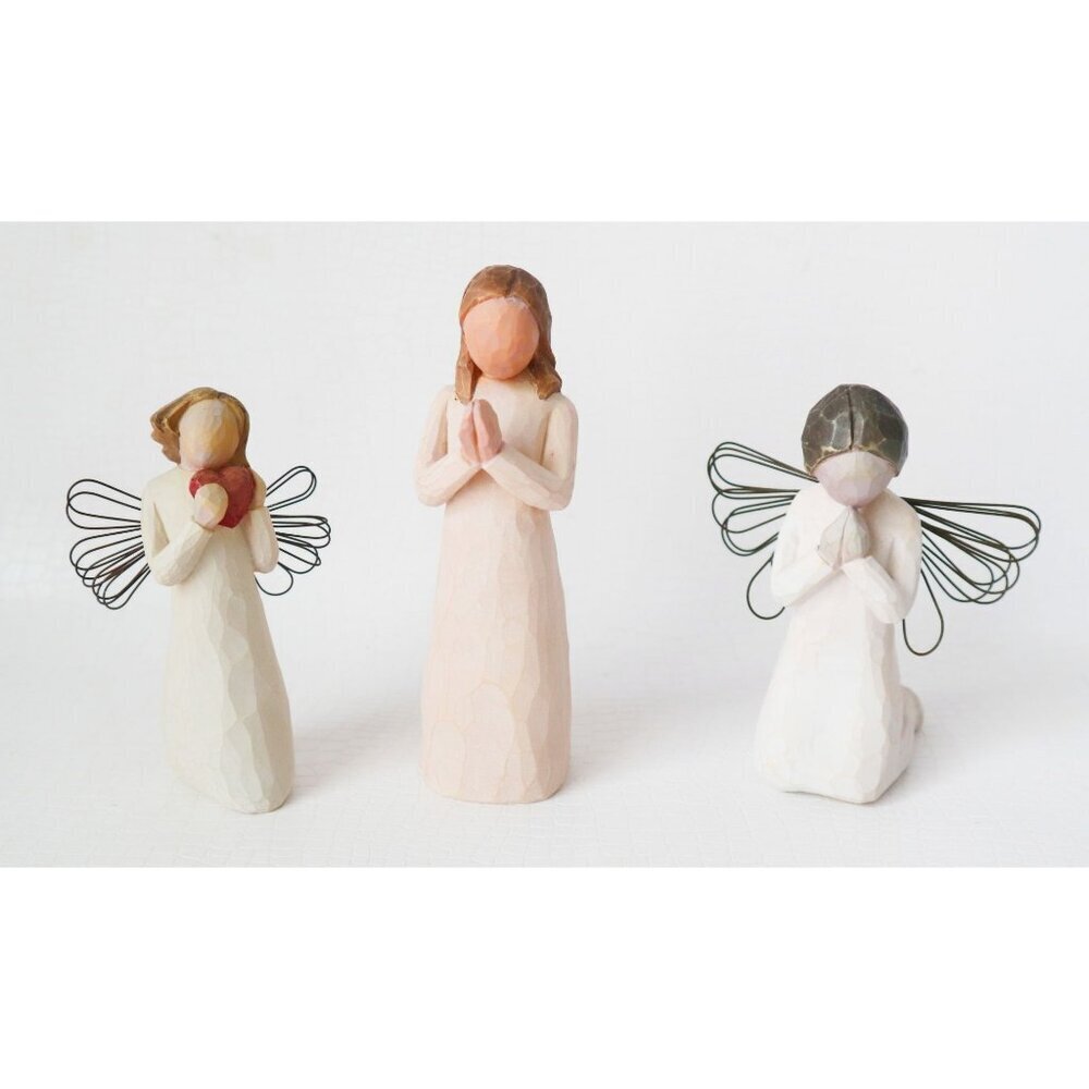 3 Willow Tree Figurines Angel & Praying Girl Sculpted Hand-Painted Figure